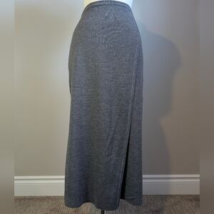 Italtempo Italy Grey Merino Wool Maxi Skirt Wrap Sleek Modern Medium Italian
